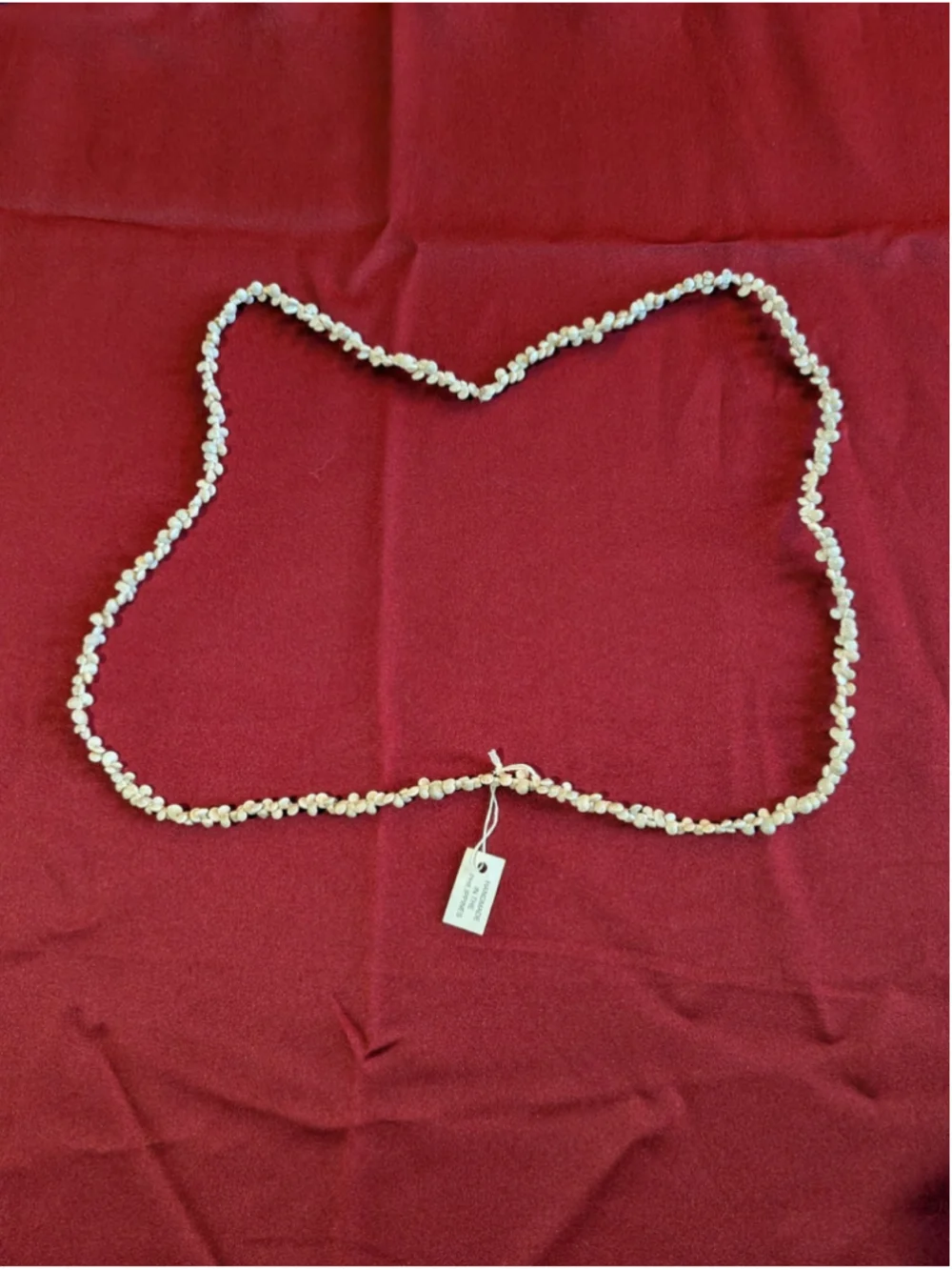 Handmade Philippines White Mongo Shell Bead Strand Necklace Baroque Beach